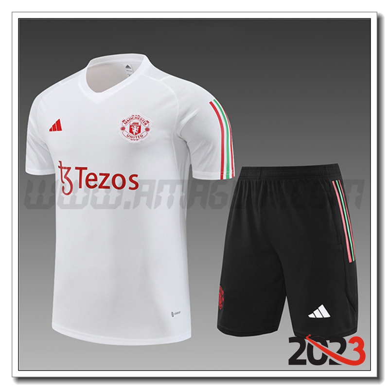 Kit Maglia Allenamento Manchester United Bambino Bianco 2023 2024