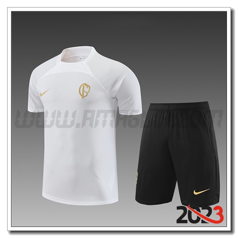 Kit Maglia Allenamento Corinthiens Bambino Nero 2023 2024