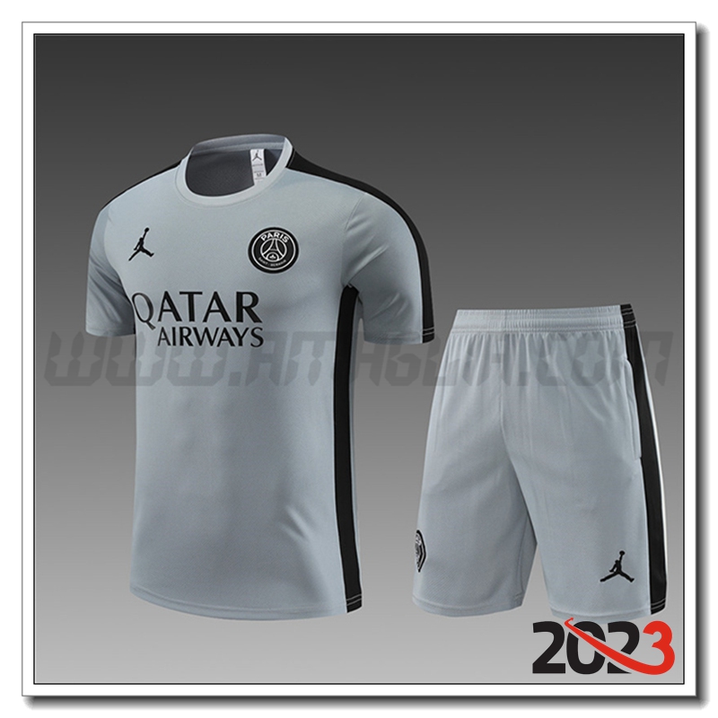 Kit Maglia Allenamento Jordan PSG Bambino Grigio 2023 2024
