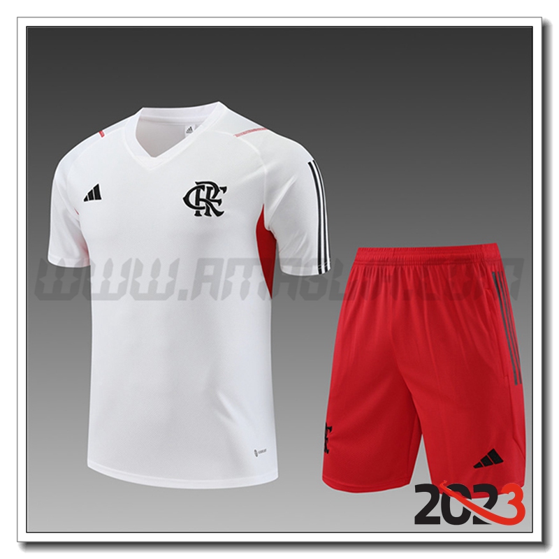 Kit Maglia Allenamento Flamenco Bambino Bianco 2023 2024