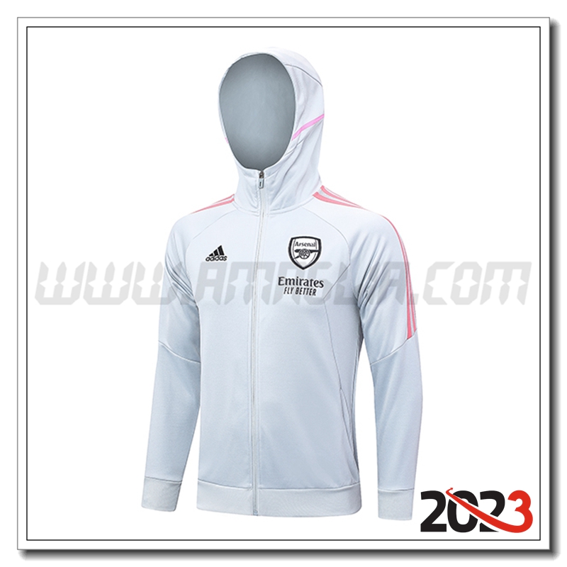 Giacca Con Cappuccio Arsenal Grigio Chiaro 2023 2024