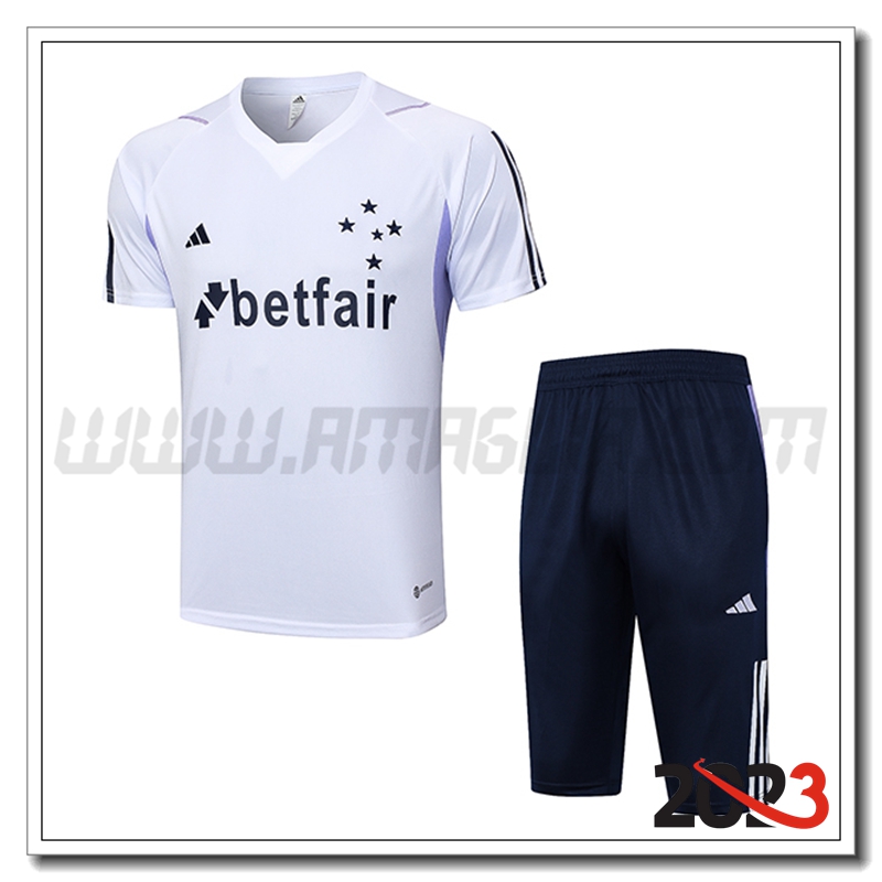 Kit Maglia Allenamento Cruzeiro + Pantaloncini Bianco 2023 2024