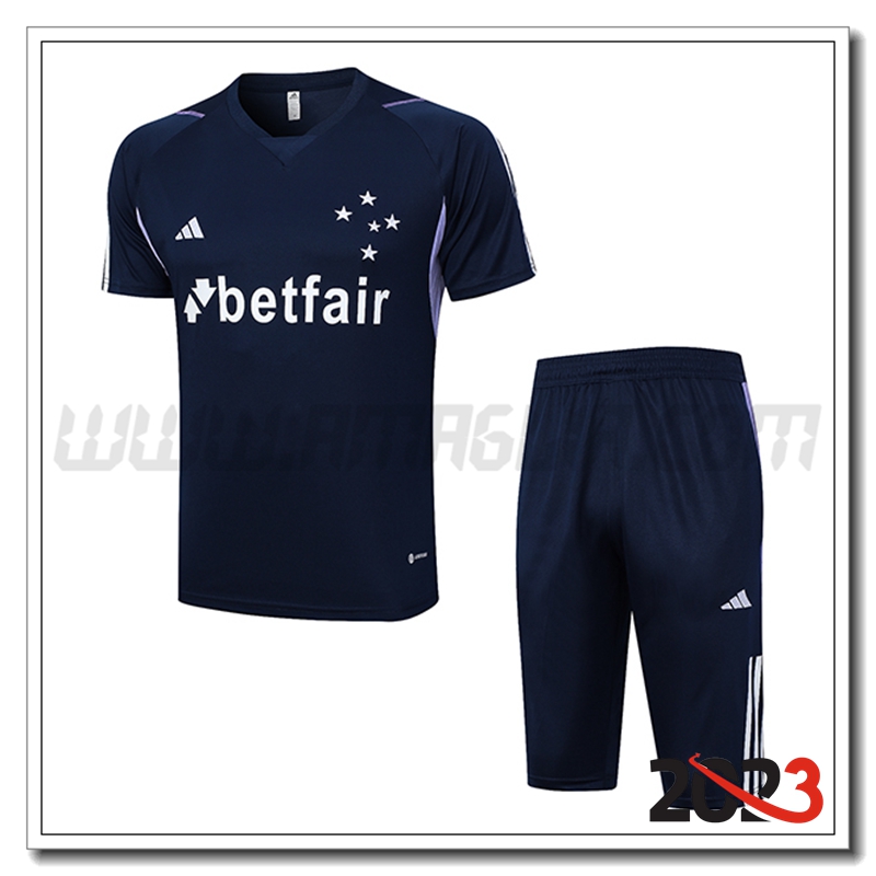 Kit Maglia Allenamento Cruzeiro + Pantaloncini Blu Marina 2023 2024