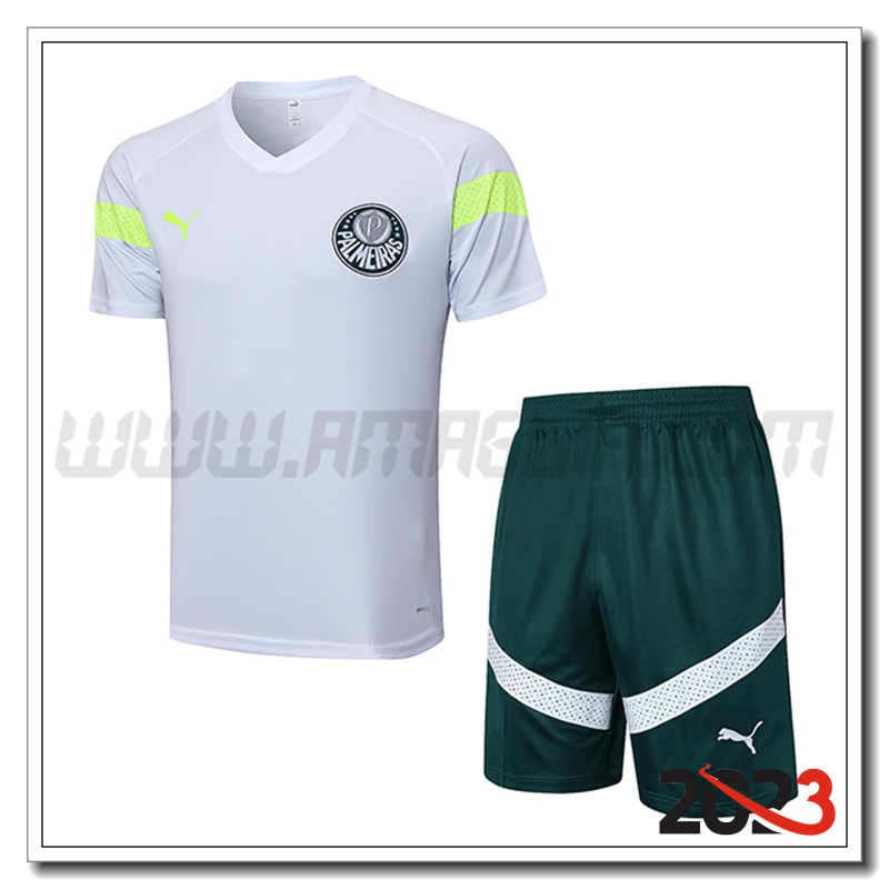 Kit Maglia Allenamento Palmeiras + Pantaloncini Bianco 2023 2024