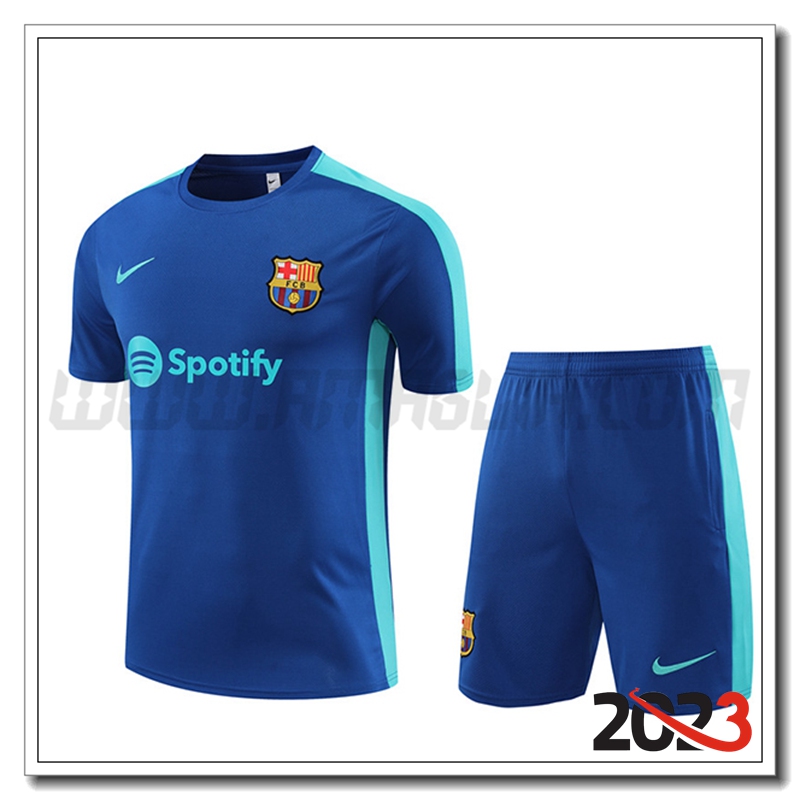 Kit Maglia Allenamento FC Barcellona + Pantaloncini Blu 2023 2024
