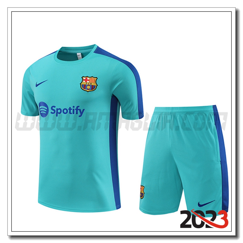 Kit Maglia Allenamento FC Barcellona + Pantaloncini Azzurro 2023 2024