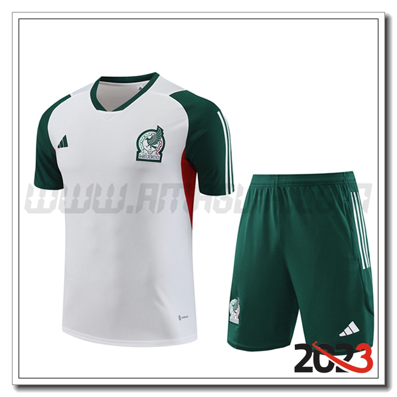 Kit Maglia Allenamento Messico + Pantaloncini Bianco 2023 2024