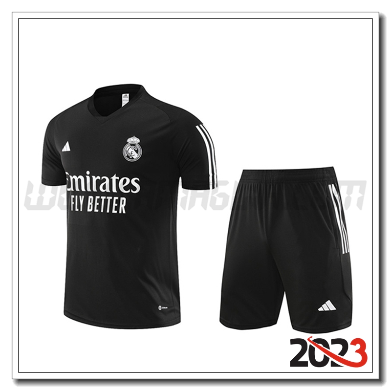 Kit Maglia Allenamento Real Madrid + Pantaloncini Nero 2023 2024