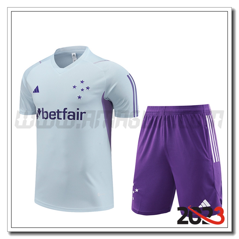 Kit Maglia Allenamento Cruzeiro + Pantaloncini Grigio Chiaro 2023 2024