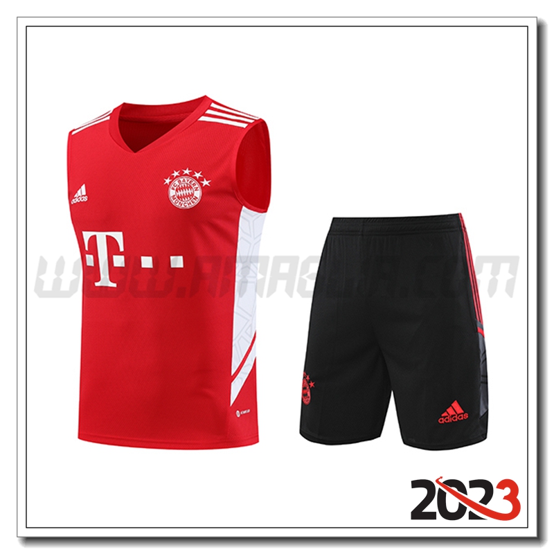 Kit Canotta Allenamento Bayern Monaco + Pantaloncini Rosso 2023 2024 -02