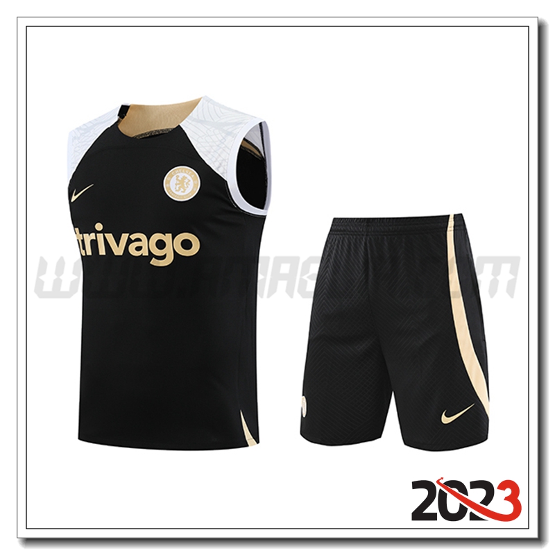 Kit Canotta Allenamento FC Chelsea + Pantaloncini Nero 2023 2024 -02