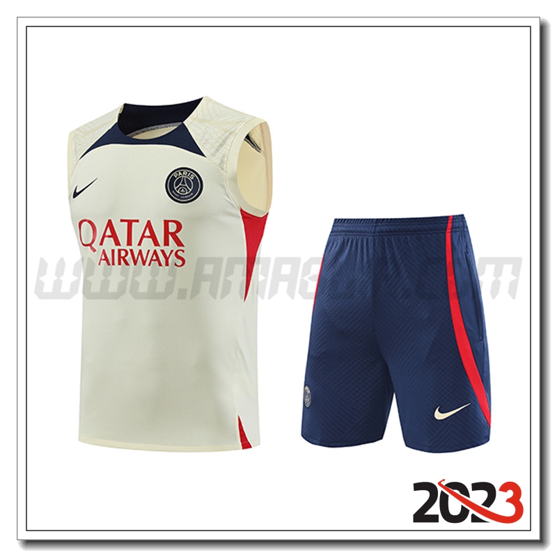 Kit Canotta Allenamento PSG + Pantaloncini Giallo 2023 2024 -02