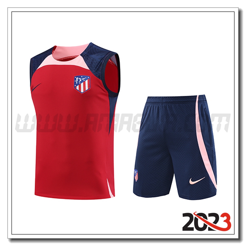 Kit Canotta Allenamento Atletico Madrid + Pantaloncini Rosso 2023 2024