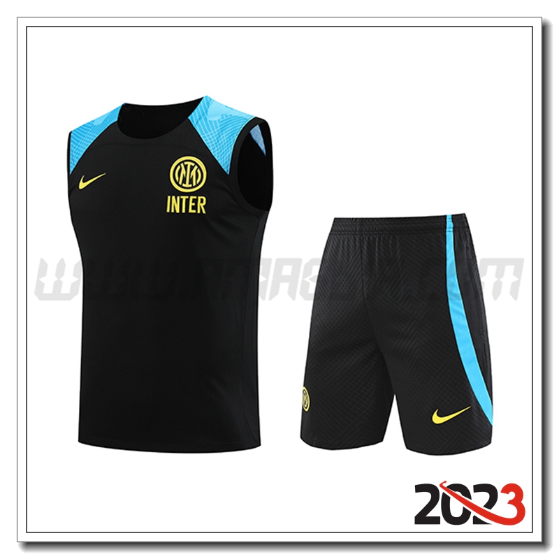 Kit Canotta Allenamento Inter Milan + Pantaloncini Nero 2023 2024