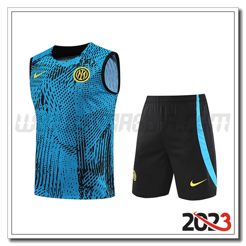 Kit Canotta Allenamento Inter Milan + Pantaloncini Blu 2023 2024