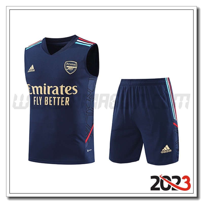 Kit Canotta Allenamento Arsenal + Pantaloncini Blu Marina 2023 2024