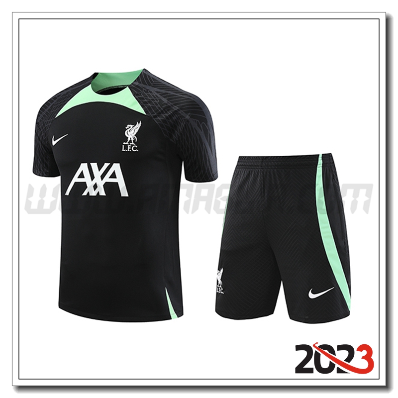 Kit Maglia Allenamento FC Liverpool + Pantaloncini Nero 2023 2024