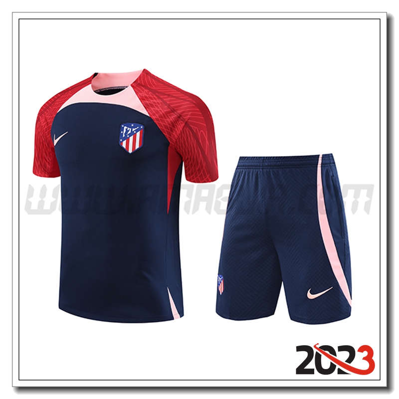 Kit Maglia Allenamento Atletico Madrid + Pantaloncini Blu Marina 2023 2024 -02