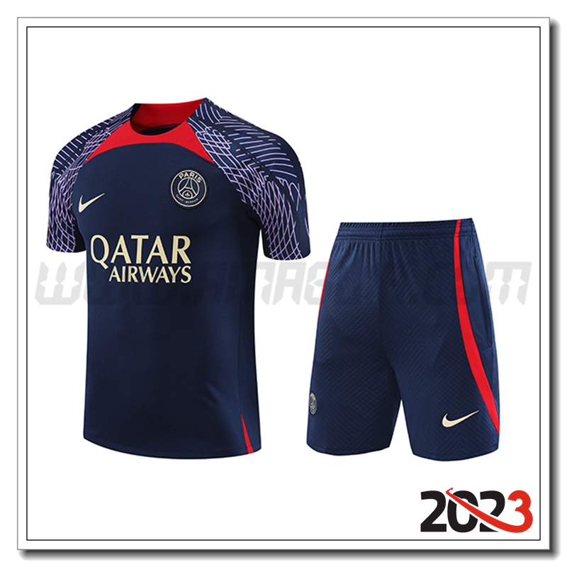 Kit Maglia Allenamento PSG + Pantaloncini Blu Marina 2023 2024 -02