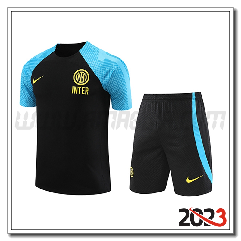 Kit Maglia Allenamento Inter Milan + Pantaloncini Nero 2023 2024
