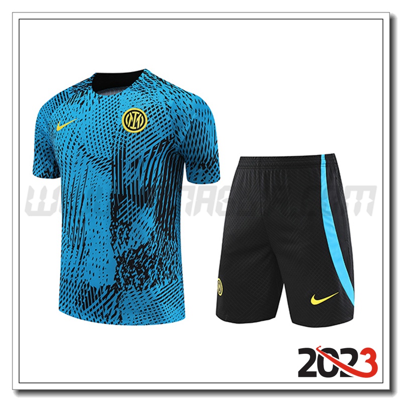 Kit Maglia Allenamento Inter Milan + Pantaloncini Blu 2023 2024