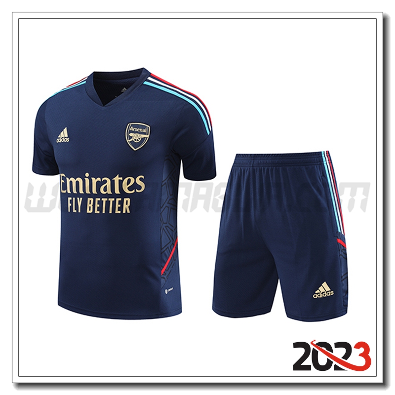 Kit Maglia Allenamento Arsenal + Pantaloncini Blu Marina 2023 2024 -02