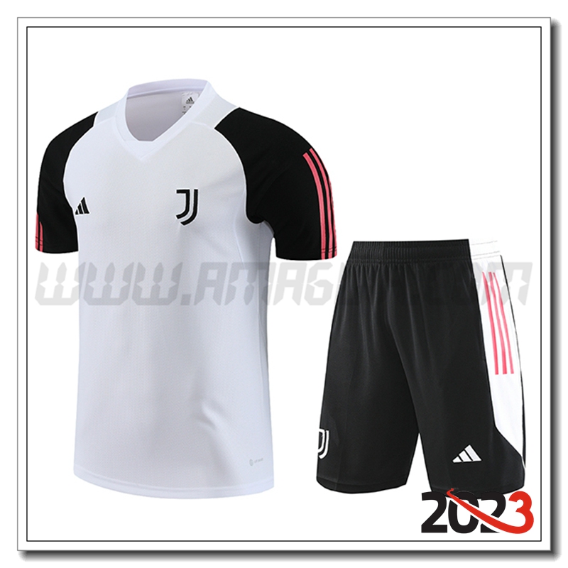 Kit Maglia Allenamento Juventus + Pantaloncini Bianco 2023 2024 -02