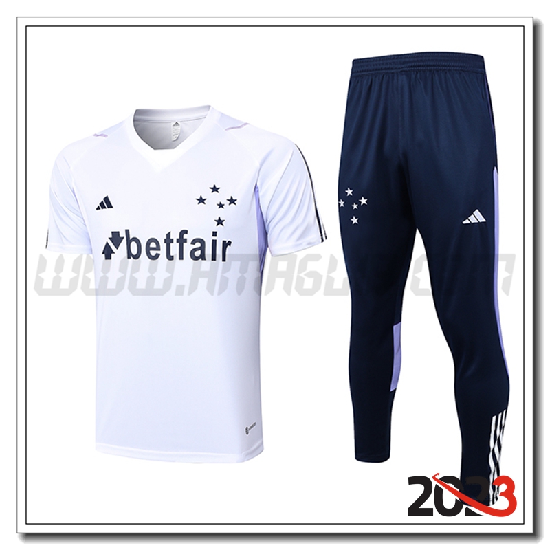 Kit Maglia Allenamento Cruzeiro + Pantaloni Bianco 2023 2024