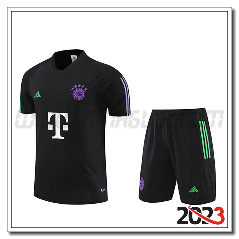 Kit Maglia Allenamento Bayern Monaco + Pantaloncini Nero 2023 2024 -02