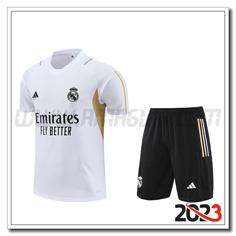 Kit Maglia Allenamento Real Madrid + Pantaloncini Bianco 2023 2024 -02