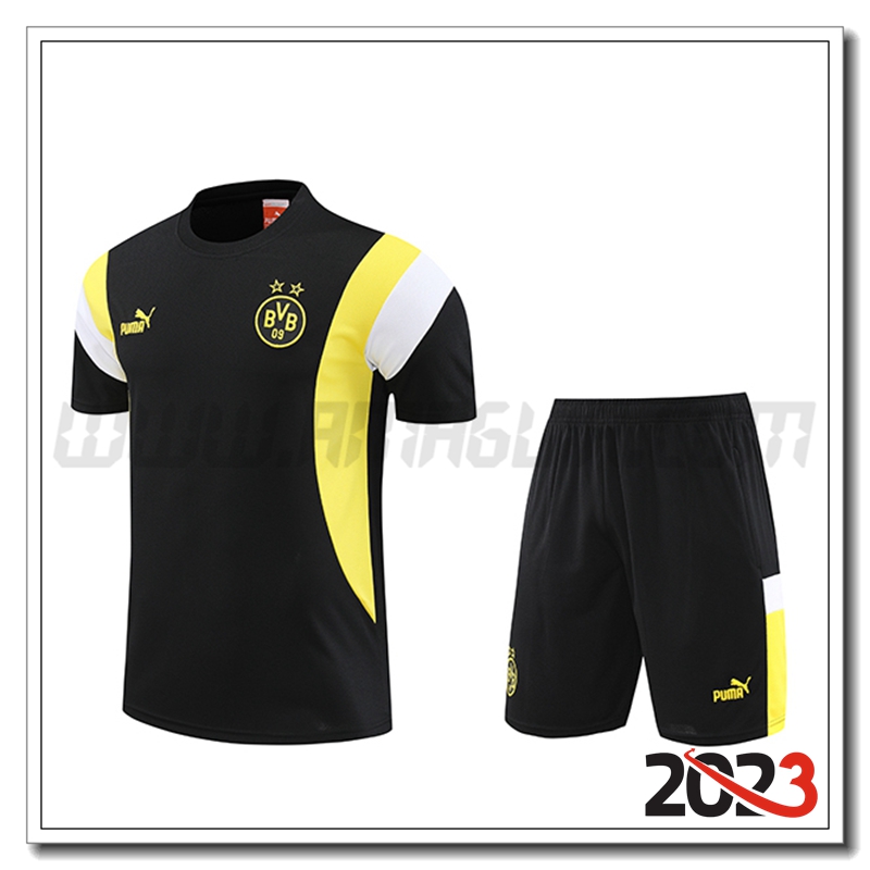 Kit Maglia Allenamento Dortmund + Pantaloncini Nero 2023 2024