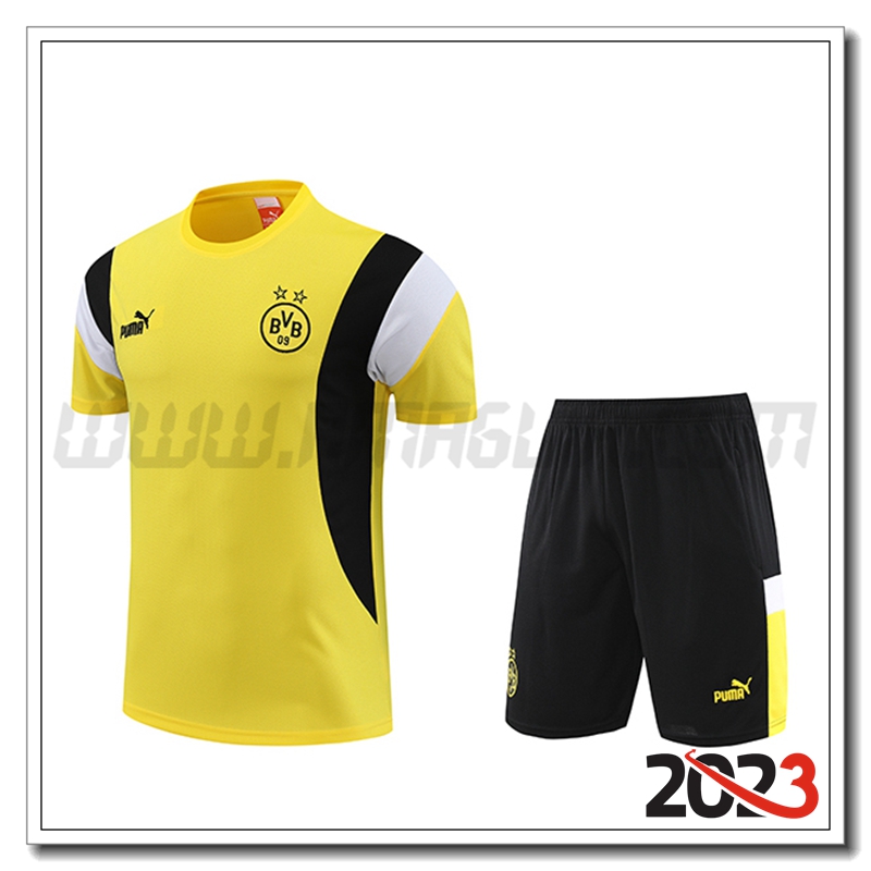 Kit Maglia Allenamento Dortmund + Pantaloncini Giallo 2023 2024