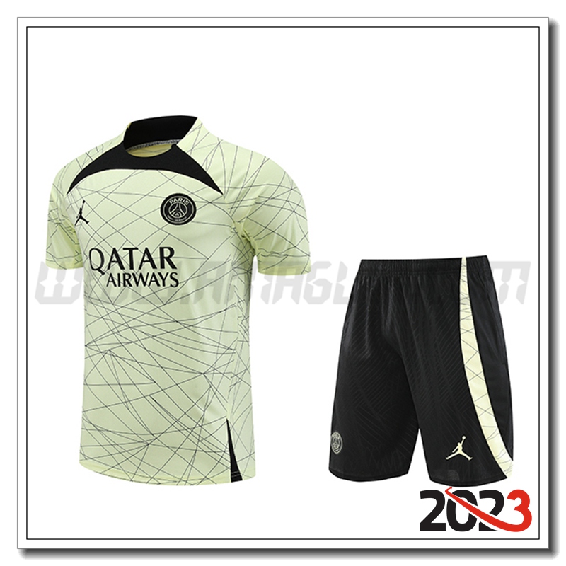 Kit Maglia Allenamento PSG + Pantaloncini Giallo 2023 2024 -03