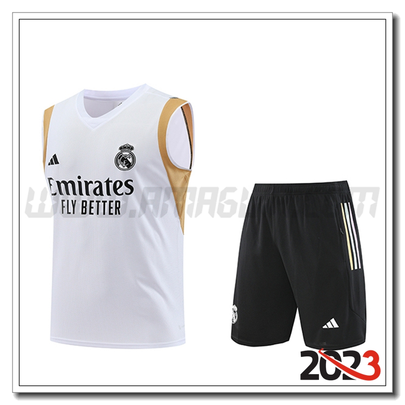 Kit Canotta Allenamento Real Madrid + Pantaloncini Bianco 2023 2024 -02