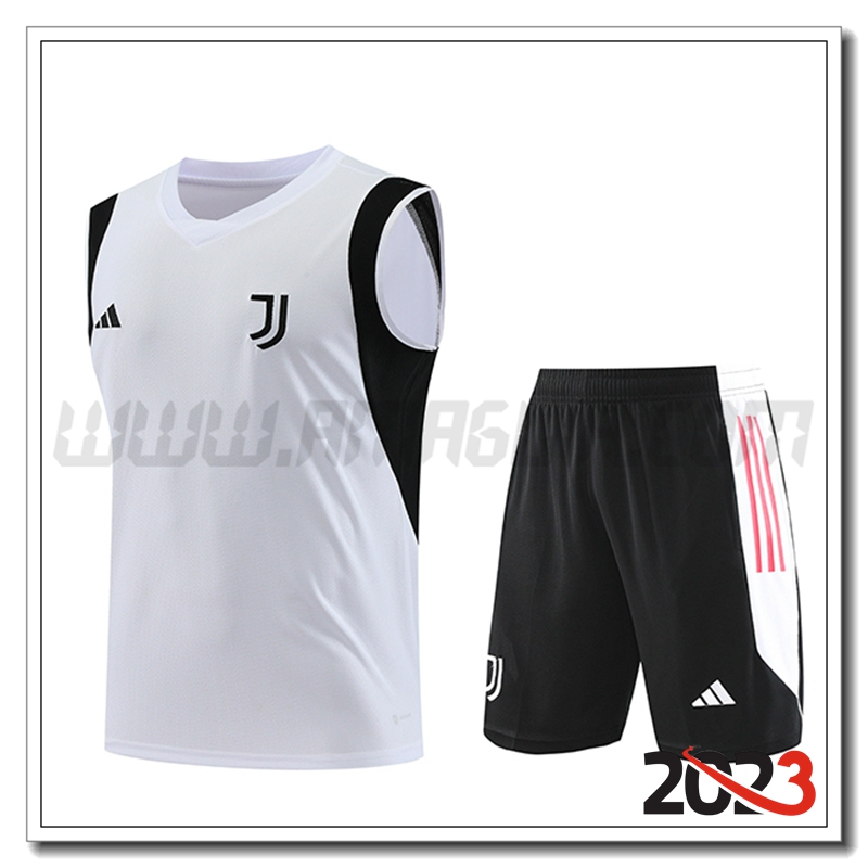 Kit Canotta Allenamento Juventus + Pantaloncini Bianco 2023 2024 -03