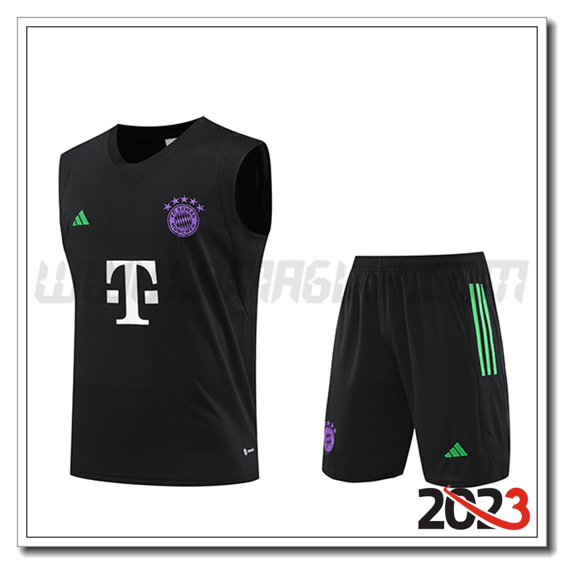 Kit Canotta Allenamento Bayern Monaco + Pantaloncini Nero 2023 2024 -02