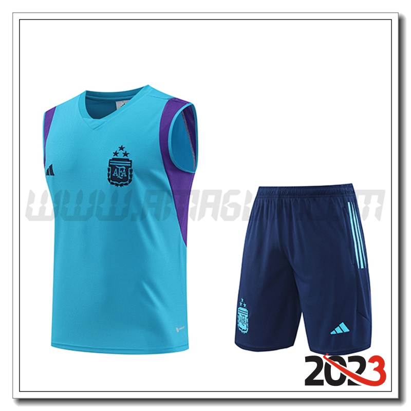 Kit Canotta Allenamento Argentina + Pantaloncini Azzurro 2023 2024 -02