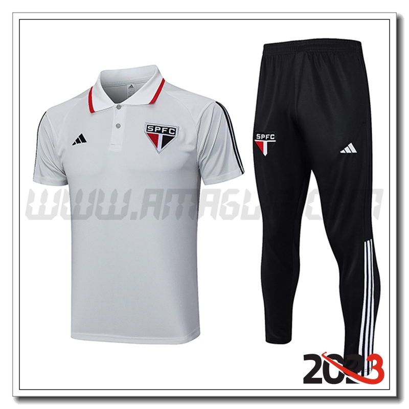 Kit Maglia Polo Sao Paulo FC Grigio Chiaro 2023 2024