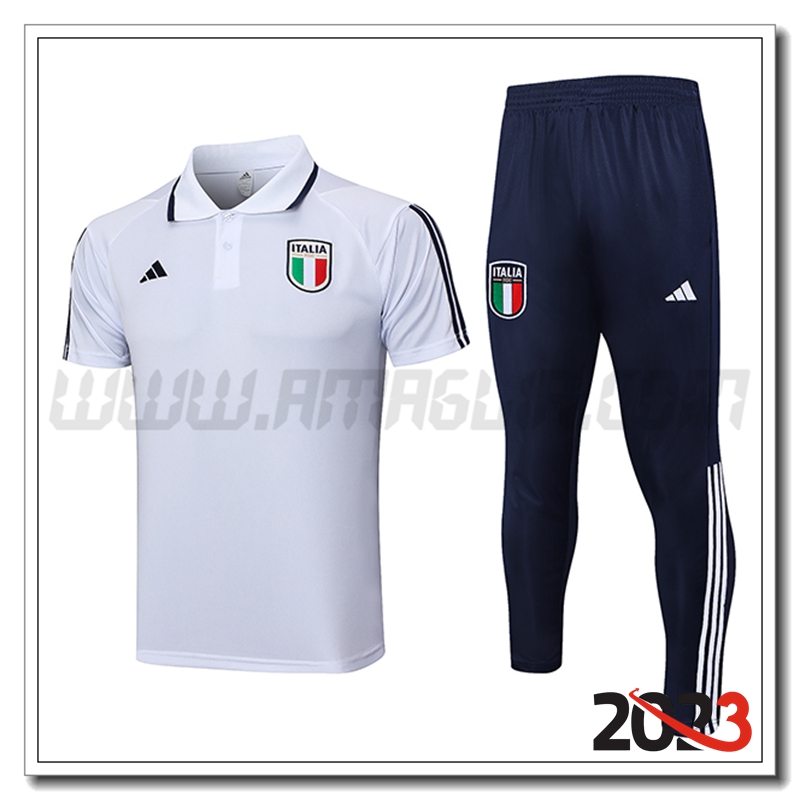 Kit Maglia Polo Italia Bianco 2023 2024 -02