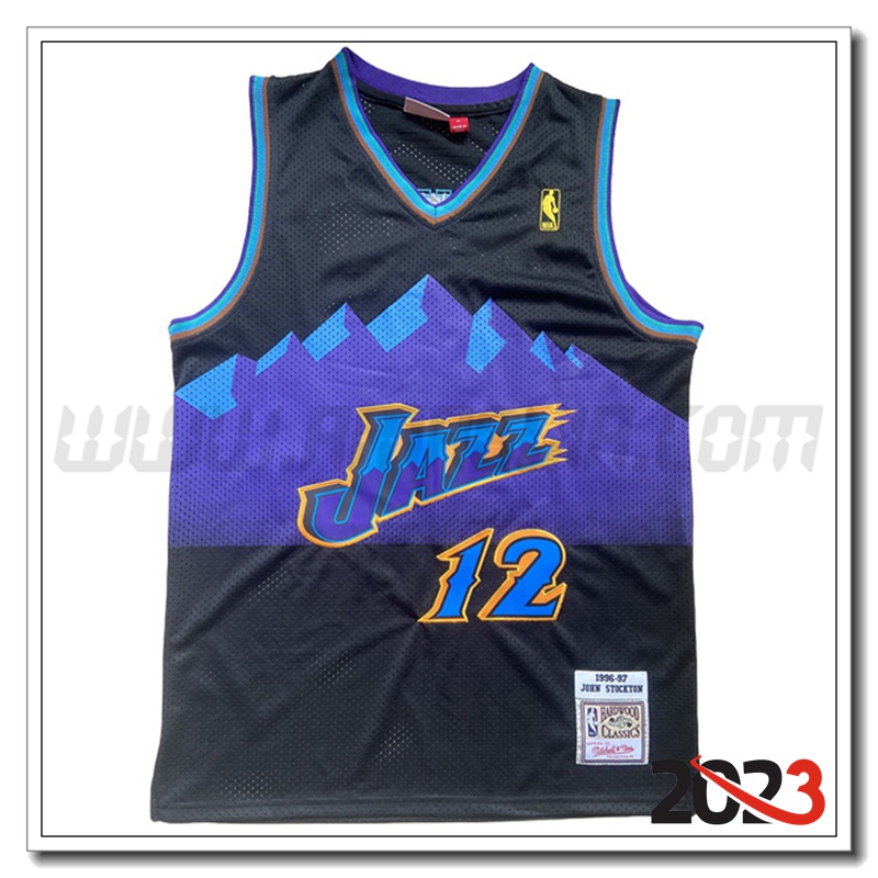 Maglia Utah Jazz (STOCKTON #12) 2023/24 Nero