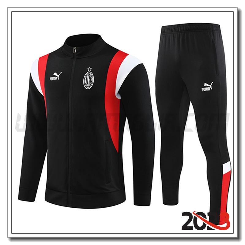 Tuta Allenamento Giacca AC Milan Nero 2023 2024