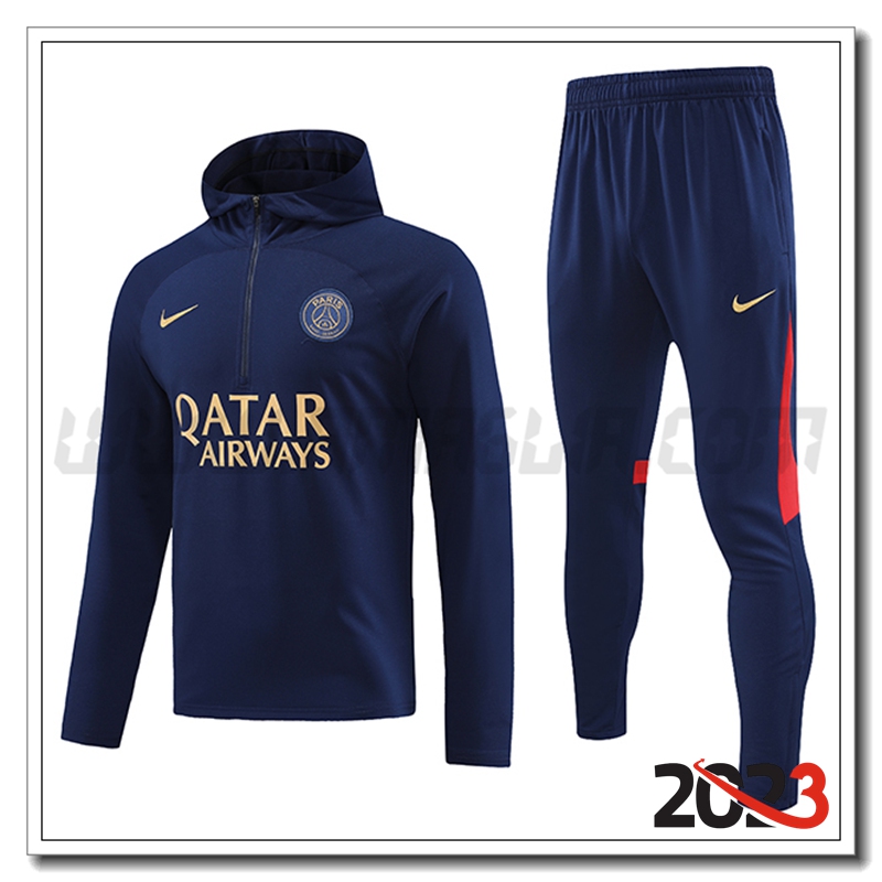Tuta Giacca Con Cappuccio PSG Blu Marina 2023 2024