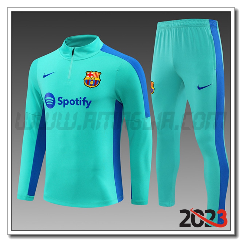 Tuta Allenamento FC Barcellona Bambino Verde 2023 2024