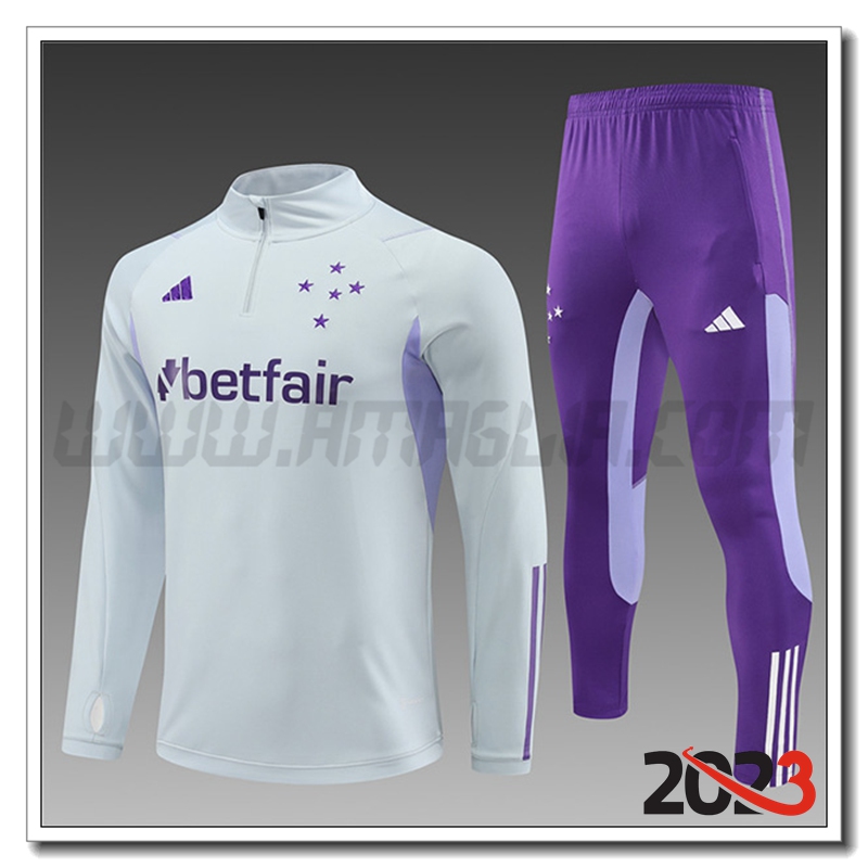 Tuta Allenamento Cruzeiro EC Bambino Grigio Chiaro 2023 2024