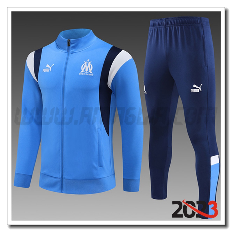 Tuta Allenamento Giacca Marsiglia Bambino Azzurro 2023 2024