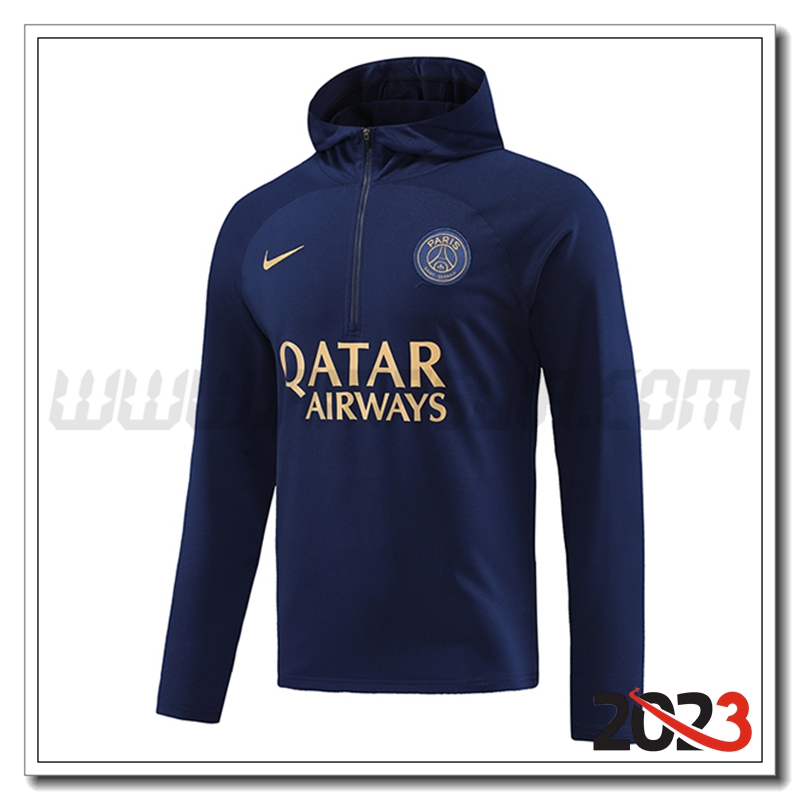 Felpa Allenamento Cappuccio PSG Blu Marina 2023 2024