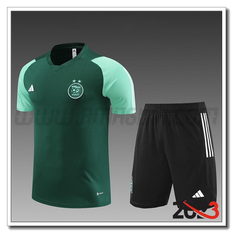 Kit Maglia Allenamento Algeria Bambino + Pantaloncini Verde 2023 2024