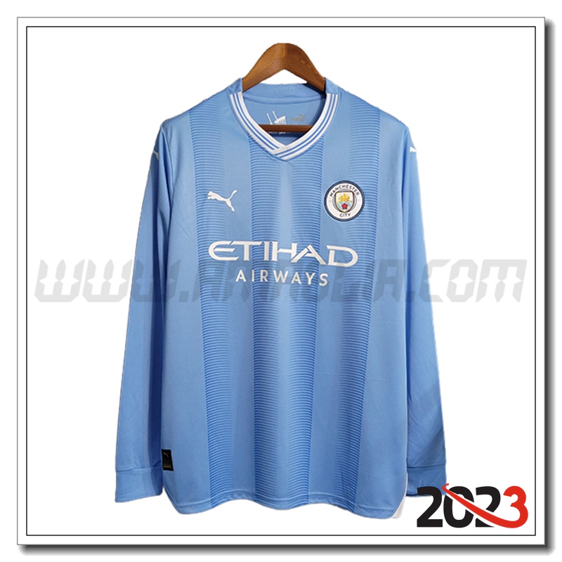 Prima Maglia Calcio Manchester City Manica lunga 2023 2024