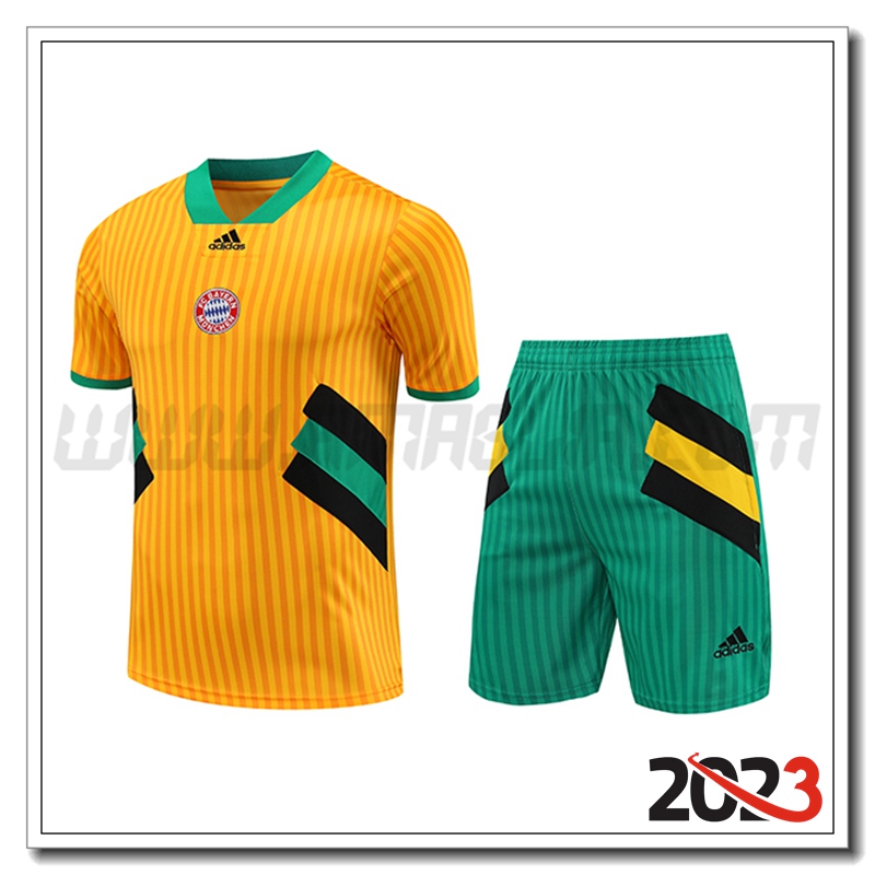 Kit Maglia Allenamento Bayern Monaco + Pantaloncini Giallo 2023 2024 -02