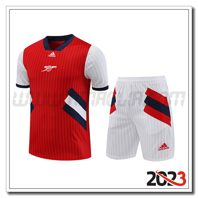 Kit Maglia Allenamento Arsenal + Pantaloncini Rosso 2023 2024 -02